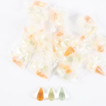 Acrylic deco stones pendant LUVANA, drops, 48 pieces, yellow-green-orange, 2"/5cm