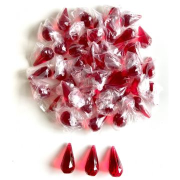 Acrylic decoration stones pendant LUVANA, drops, 48 pieces, orange-salmon-red, 2"/5cm