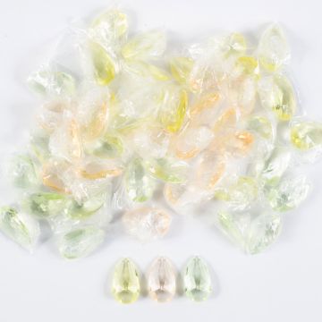 Acrylic decoration stones pendant LUVANA, diamond, 48 pieces, yellow-green-orange, 4cm