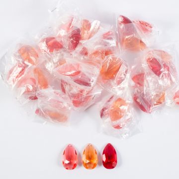 Acrylic decorative stones pendant LUVANA, diamond, 48 pieces, red-dark red-orange, 4cm
