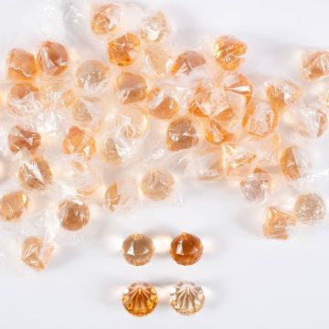 Acrylic deco stones pendant LUVANA, diamond ball, 48 pieces, apricot-orange, 4cm