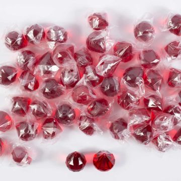 Acrylic decorative stones pendant LUVANA, diamond ball, 48 pieces, red, 1.6"/4cm