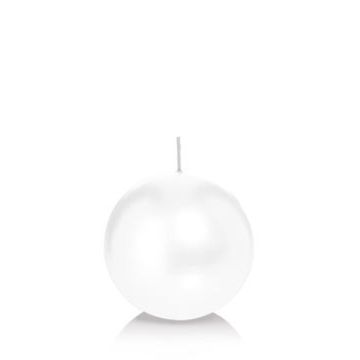 Ball candle MAEVA in cellophane foil, white, Ø3.1"/8cm, 25h - Made in Germany