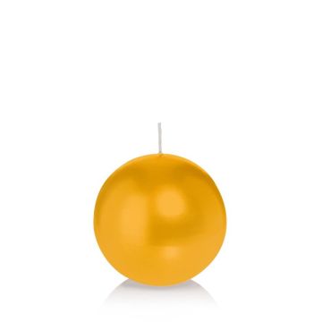 Ball candle MAEVA in cellophane foil, yellow, Ø3.1"/8cm, 25h - Made in Germany