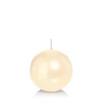 Ball candle MAEVA in cellophane foil, cream, Ø3.1"/8cm, 25h - Made in Germany