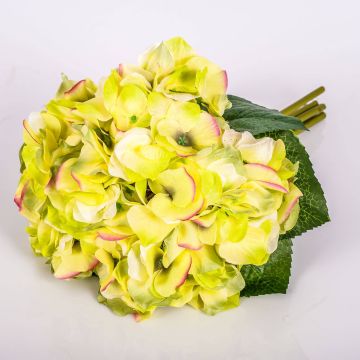 Artificial Hydrangea Bouquet KLARA, yellow-green, 12"/30cm, Ø 7"/18cm