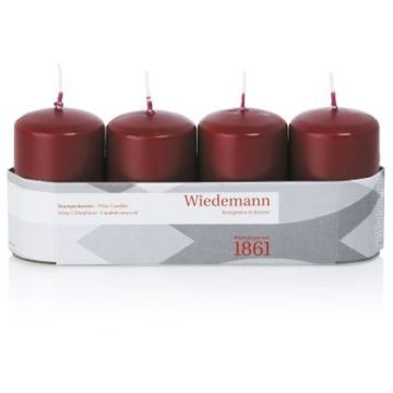 Advent candles JENARO, 4 pieces, bordeaux, 8cm, Ø5cm, 18h - Made in Germany