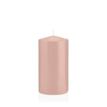 Votive candle / pillar candle MAEVA, pale pink, 6"/15cm, Ø3.1"/8cm, 69h - Made in Germany