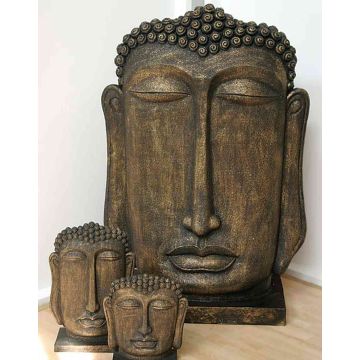 Buddha head YUVA, bronze, 31"x15"x4ft/79x37x120cm