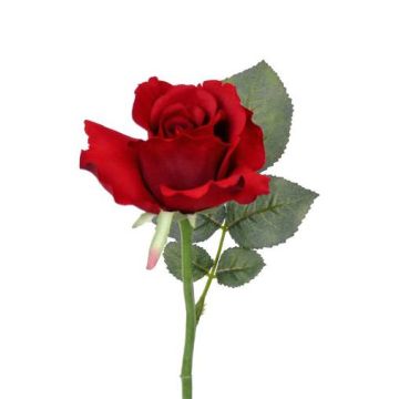 Artificial rose ELLI, red, 12"/30cm, Ø 2.4"/6cm