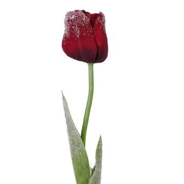 Artificial tulip PILVI, iced, dark red, 26"/65cm, Ø 2"/5cm