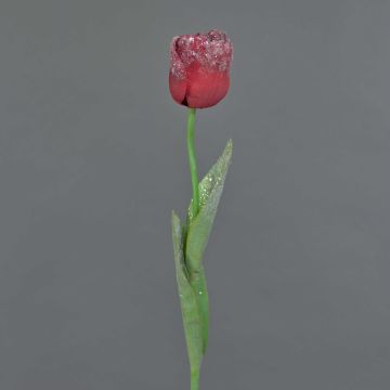 Artificial tulip PILVI, iced, red, 26"/65cm, Ø 2"/5cm