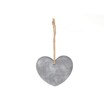 Decorative hanging decoration Heart LILU made of stone, grey, 5.1"x4.5"x0.4"/13x11,5x1cm