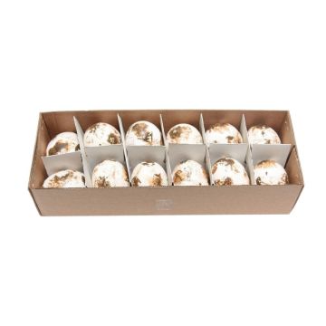 Decorative chicken eggs KIKU, 12 pieces, Easter decoration, spotted, white