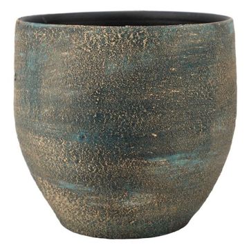 Ceramic flower pot AETIOS, colour gradient, blue-gold, 9,5"/24cm, Ø9,5"/24cm