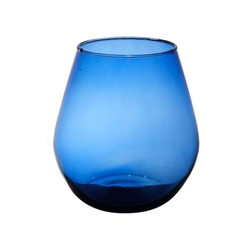 Lantern glass EDUARDINA, recycled, blue-clear, 20cm, Ø19cm