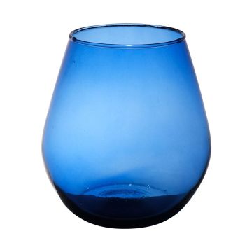 Lantern glass EDUARDINA, recycled, blue-clear, 30cm, Ø25cm
