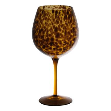 Red wine glass RUSSELL, leopard pattern, brown-clear, 23,5cm, Ø9,5cm
