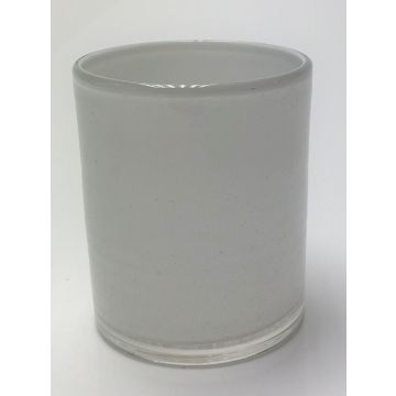 Glass tealight holder MALI, white, 11,5cm, Ø9cm