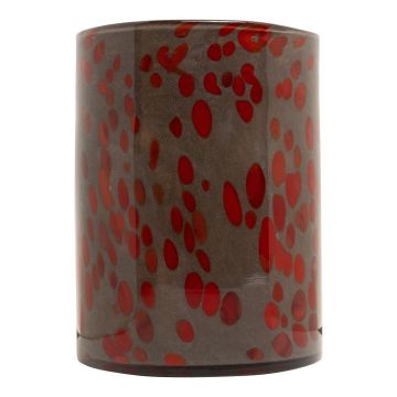 Cylinder glass vase RUSSELL, leopard pattern, brown-orange-clear, 25cm, Ø19cm