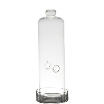 Glass cover YAISA with plate, holes, knob, clear, 30cm, Ø8,5cm