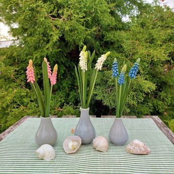 Artificial flower bunch of grape hyacinths NESANET, white, 8"/20cm
