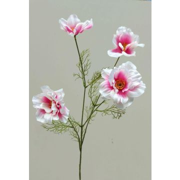 Artificial flower branch Cosmos PRESTIOSA, white-pink, 30"/75cm