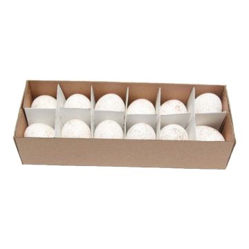 Decorative chicken eggs KIKU, 12 pieces, Easter decoration, speckled, white