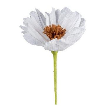 Artificial flower Peony NOSFIN made of paper, white, 18"/45cm