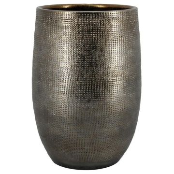 Ceramic vase ILSE with texture, gold, 16"/40cm, Ø10"/26cm