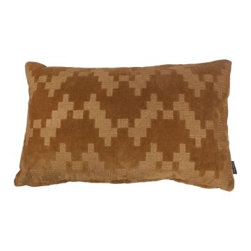 Soft velvet cushion ANJALI, cappuccino, zigzag structural pattern, 20"x12"/50x30cm