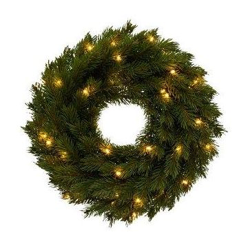 Decorative fir wreath JOTRA, LEDs, battery, crossdoor, green, Ø16"/40cm