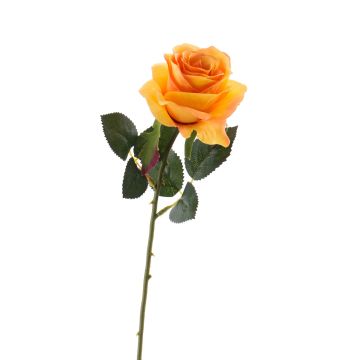 Artificial flower rose SIMONY, yellow-orange, 18"/45cm, Ø 3.1"/8cm