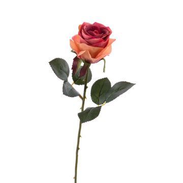 Artificial flower Rose SIMONY, salmon-pink, 18"/45cm, Ø 3.1"/8cm