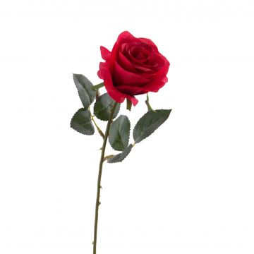 Artificial flower rose SIMONY, red, 18"/45cm, Ø 3.1"/8cm