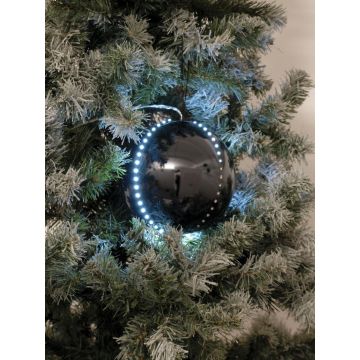 LED Christmas baubles LUVELIA, 5 pieces, shiny black, Ø 3.1"/8 cm