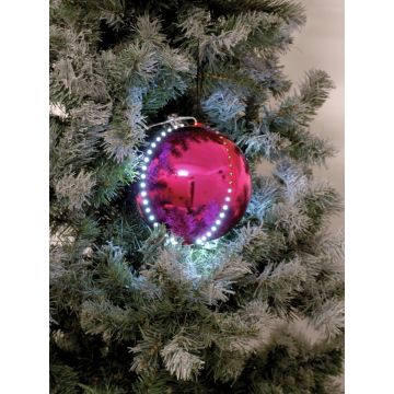 LED Christmas baubles LUVELIA, 5 pieces, shiny fuchsia, Ø 3.1"/8 cm