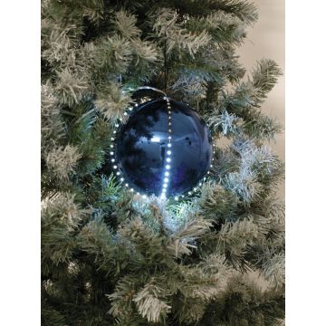 LED Christmas baubles LUVELIA, 5 pieces, shiny dark blue, Ø 3.1"/8 cm