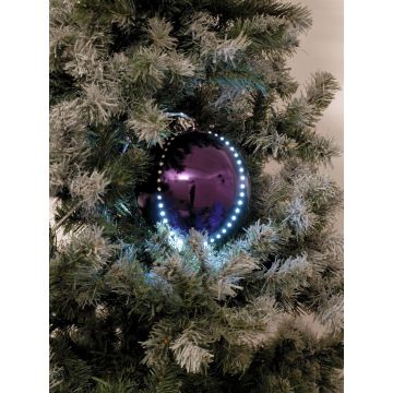 LED Christmas baubles LUVELIA, 5 pieces, shiny purple, Ø 3.1"/8 cm