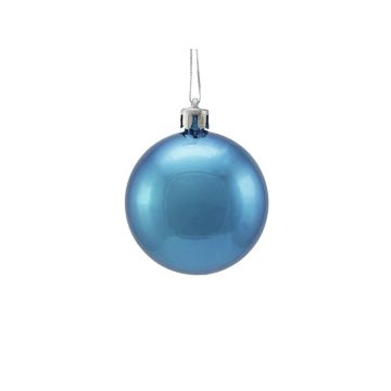 Christmas baubles MELANIA, 6 pcs, metallic blue, Ø 2.4"/6 cm