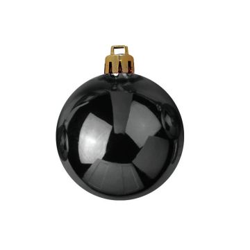 Christmas baubles TEODORA, 6 pcs, shiny black, Ø 2.8"/7 cm