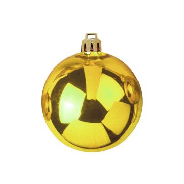 Christmas baubles TEODORA, 4 pcs, shiny gold, Ø 4"/10 cm