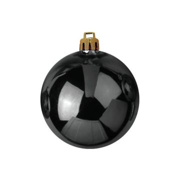 Christmas baubles TEODORA, 4 pcs, shiny black, Ø 4"/10 cm