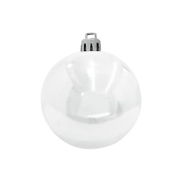 Christmas baubles TEODORA, 4 pcs, shiny white, Ø 4"/10 cm