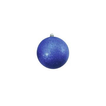 Christmas baubles ABELIA, 4 pcs, glitter, blue, Ø 4"/10 cm