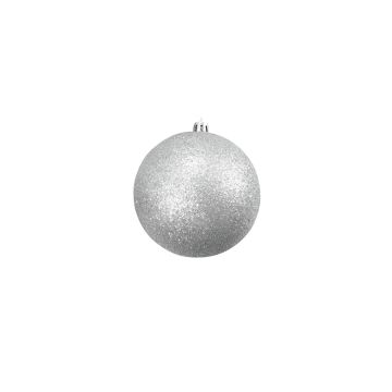 Christmas baubles ABELIA, 4 pcs, glitter, silver, Ø 4"/10 cm