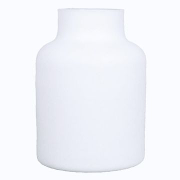 Glass flower vase SIARA, white-matt, 8"/20 cm, Ø 6"/15 cm