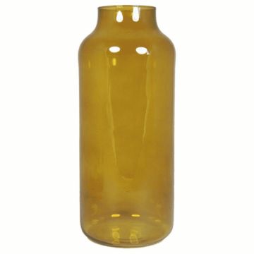 Glass flower vase SIARA, ochre-transparent, 14"/35 cm, Ø 6"/15 cm