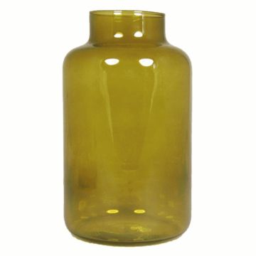 Glass flower vase SIARA, ochre-transparent, 10"/25 cm, Ø 6"/15 cm