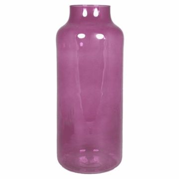 Glass flower vase SIARA, fuchsia-transparent, 14"/35 cm, Ø 6"/15 cm